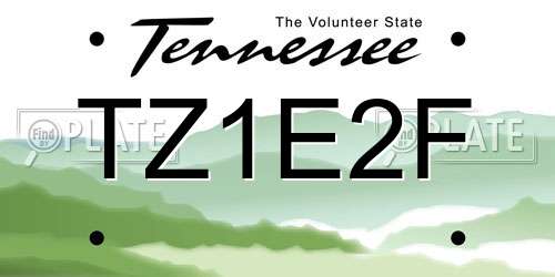 TZ1E2F Tennessee License Plate