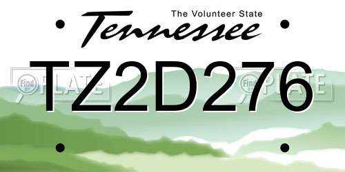 TZ2D276 Tennessee License Plate