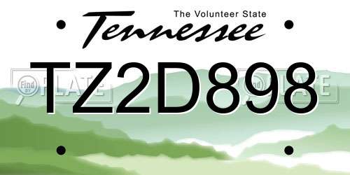 TZ2D898 Tennessee License Plate