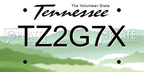 TZ2G7X Tennessee License Plate