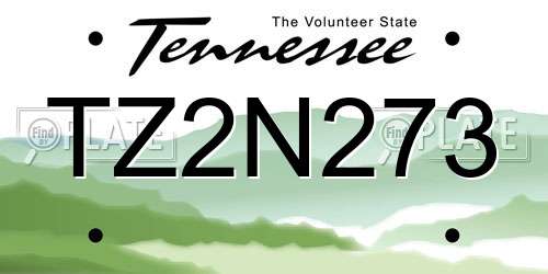 TZ2N273 Tennessee License Plate