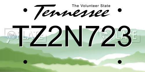 TZ2N723 Tennessee License Plate