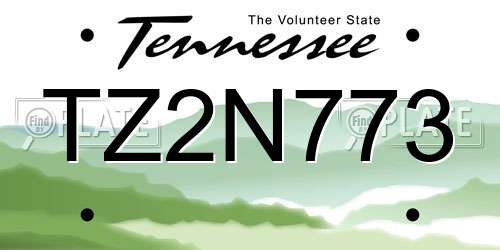 TZ2N773 Tennessee License Plate