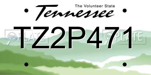 TZ2P471 Tennessee License Plate