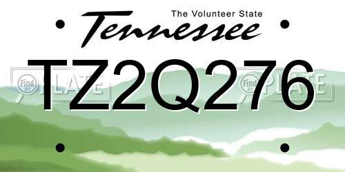 TZ2Q276 Tennessee License Plate
