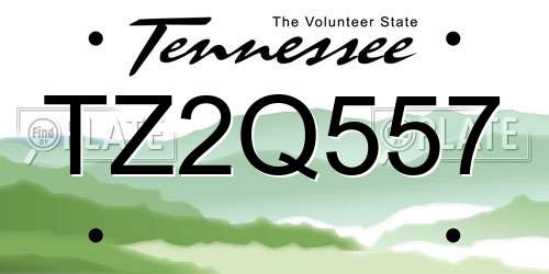 TZ2Q557 Tennessee License Plate