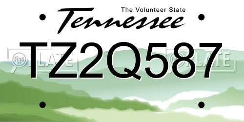 TZ2Q587 Tennessee License Plate
