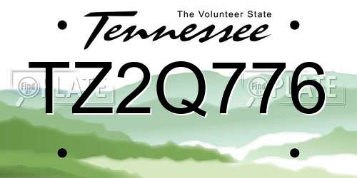 TZ2Q776 Tennessee License Plate