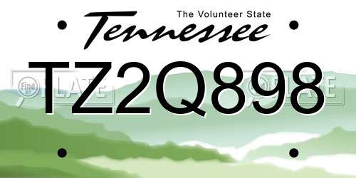 TZ2Q898 Tennessee License Plate