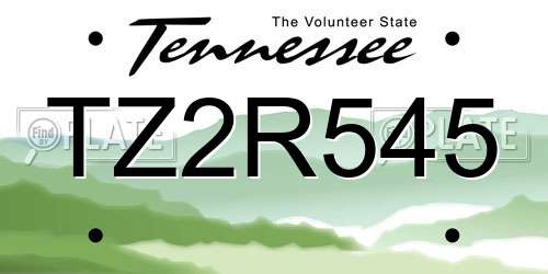 TZ2R545 Tennessee License Plate