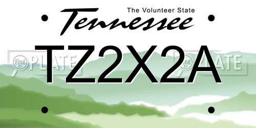 TZ2X2A Tennessee License Plate