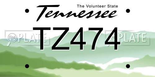 TZ474 Tennessee License Plate