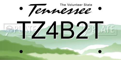 TZ4B2T Tennessee License Plate