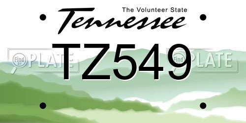 TZ549 Tennessee License Plate