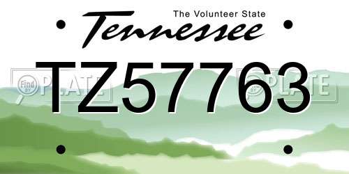 TZ57763 Tennessee License Plate