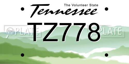 TZ778 Tennessee License Plate