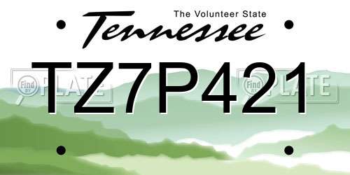 TZ7P421 Tennessee License Plate