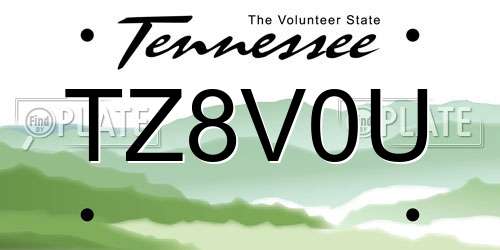 TZ8V0U Tennessee License Plate