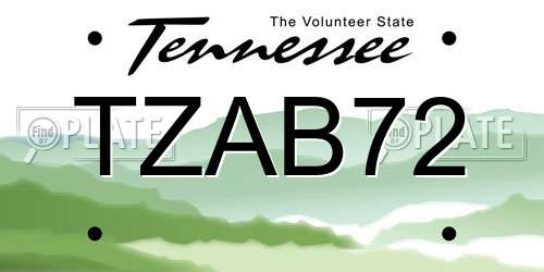 TZAB72 Tennessee License Plate