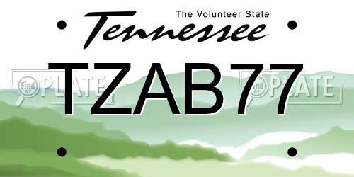 TZAB77 Tennessee License Plate