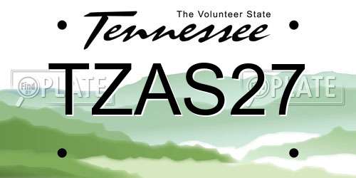TZAS27 Tennessee License Plate