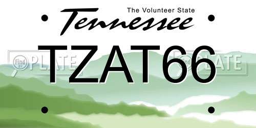 TZAT66 Tennessee License Plate