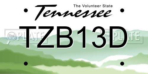 TZB13D Tennessee License Plate