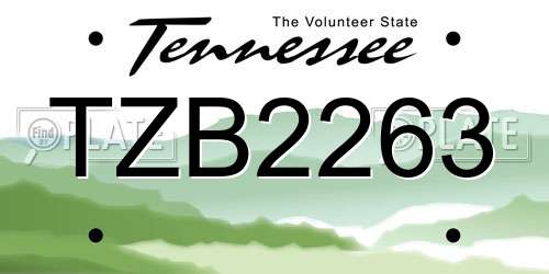 TZB2263 Tennessee License Plate