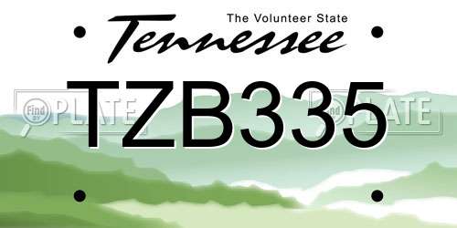 TZB335 Tennessee License Plate