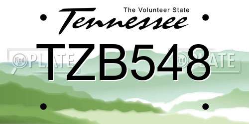 TZB548 Tennessee License Plate