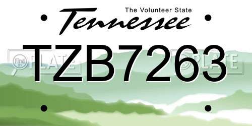 TZB7263 Tennessee License Plate