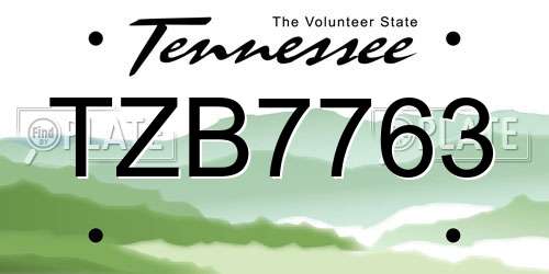 TZB7763 Tennessee License Plate