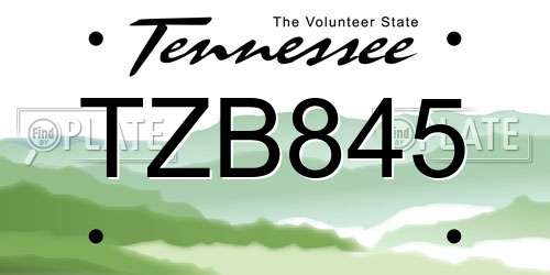 TZB845 Tennessee License Plate