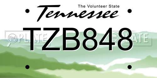 TZB848 Tennessee License Plate