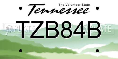 TZB84B Tennessee License Plate