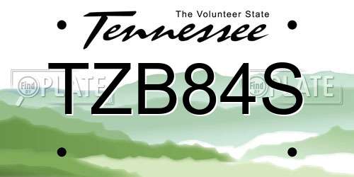 TZB84S Tennessee License Plate