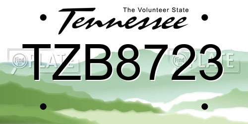 TZB8723 Tennessee License Plate