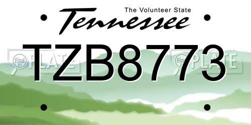 TZB8773 Tennessee License Plate