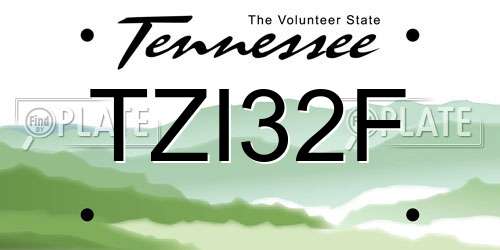 TZI32F Tennessee License Plate