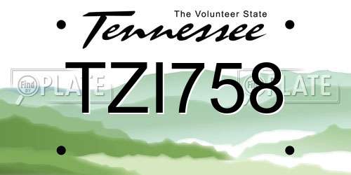 TZI758 Tennessee License Plate