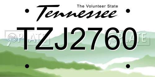 TZJ2760 Tennessee License Plate