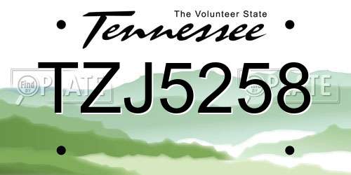 TZJ5258 Tennessee License Plate