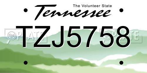 TZJ5758 Tennessee License Plate