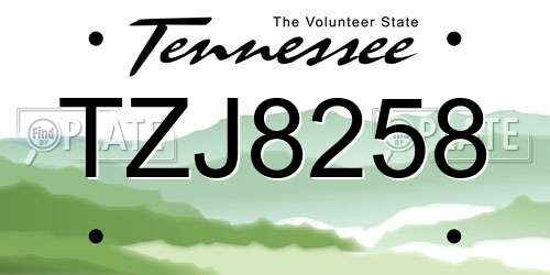 TZJ8258 Tennessee License Plate