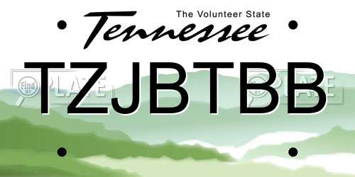 TZJBTBB Tennessee License Plate