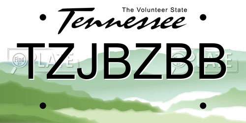 TZJBZBB Tennessee License Plate
