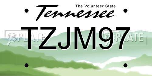 TZJM97 Tennessee License Plate