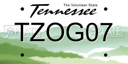 TZOG07 Tennessee License Plate