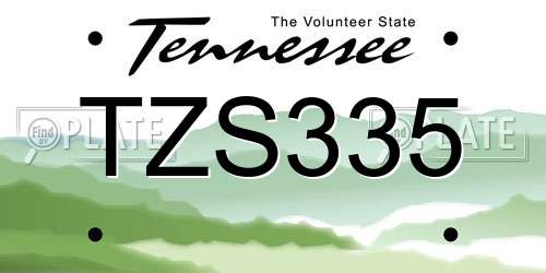 TZS335 Tennessee License Plate