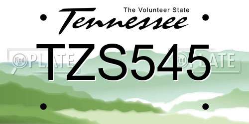 TZS545 Tennessee License Plate